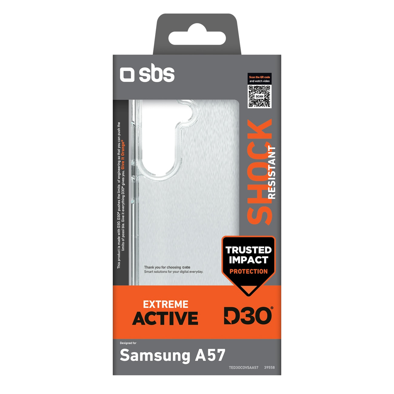 SBS D3O Etui til Samsung Galaxy A57 - Transparent