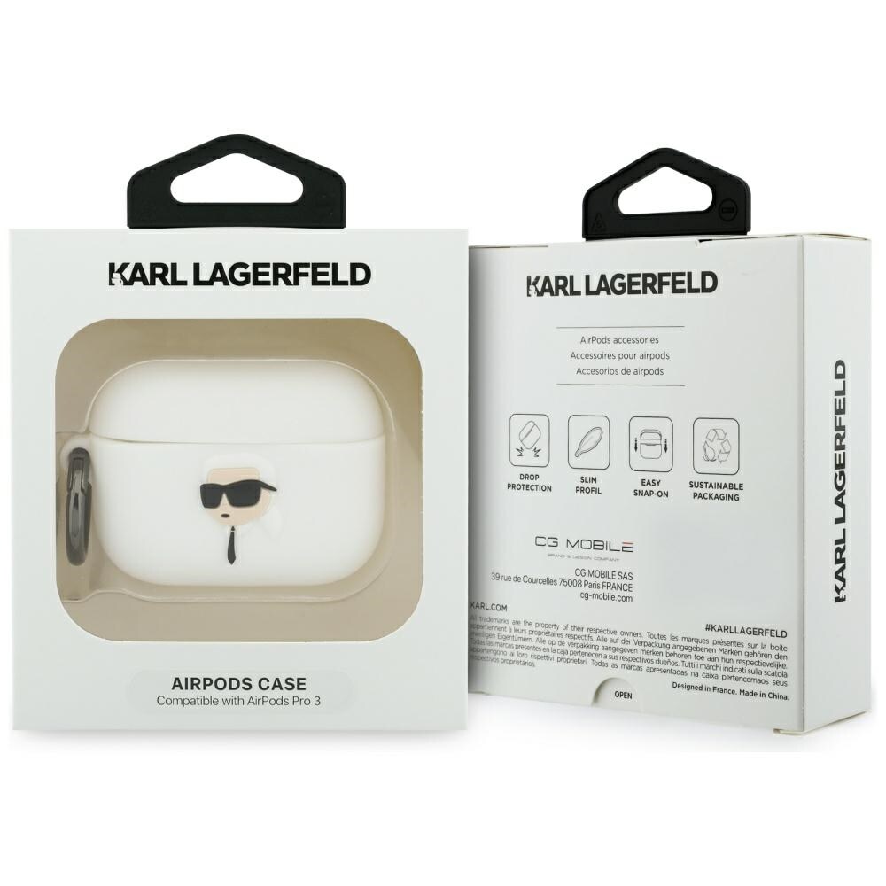 Karl Lagerfeld Silikone Karl Head 3D-etui til AirPods Pro 3 - Hvid