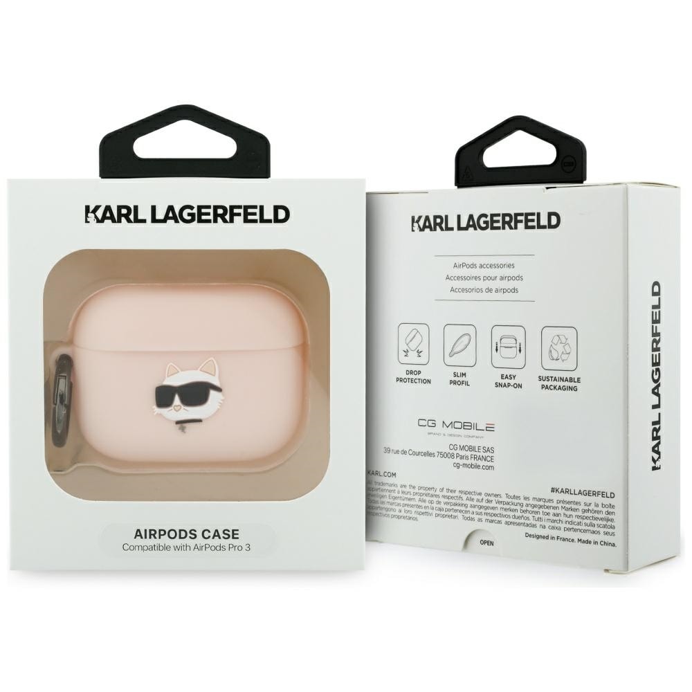 Karl Lagerfeld Chaupette Head 3D-etui i silikone til AirPods Pro 3 - Pink
