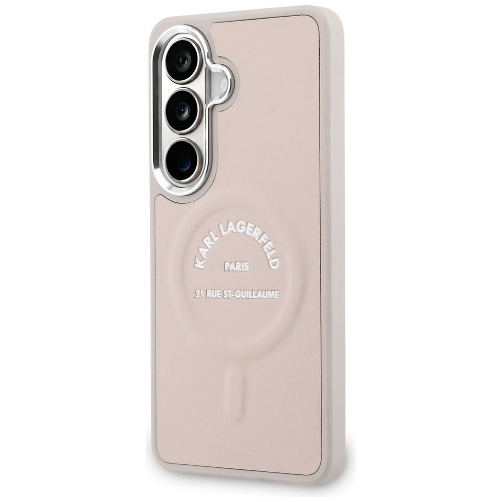 Karl Lagerfeld-præget ring RSG-logo MagSafe-etui til Samsung Galaxy S26 - Pink