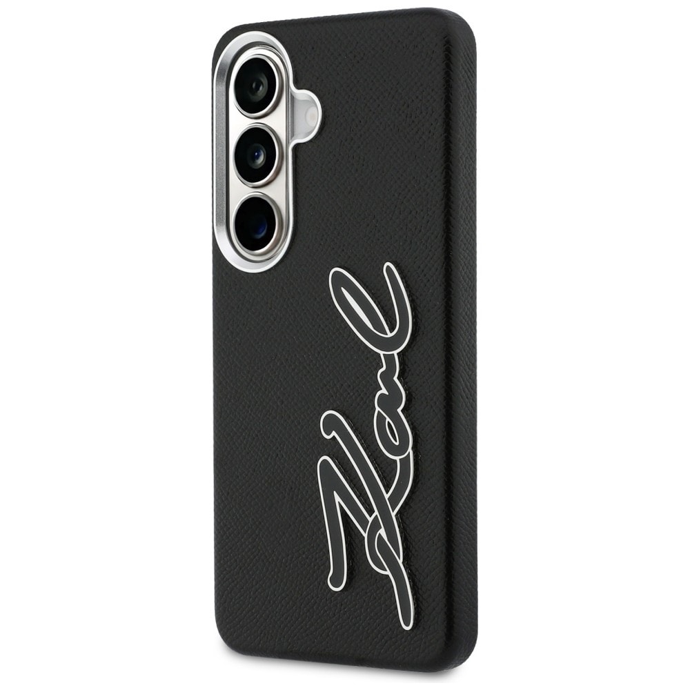 Karl Lagerfeld Grained Signature Metal Resin Logo Etui til Samsung Galaxy S26 - Sort