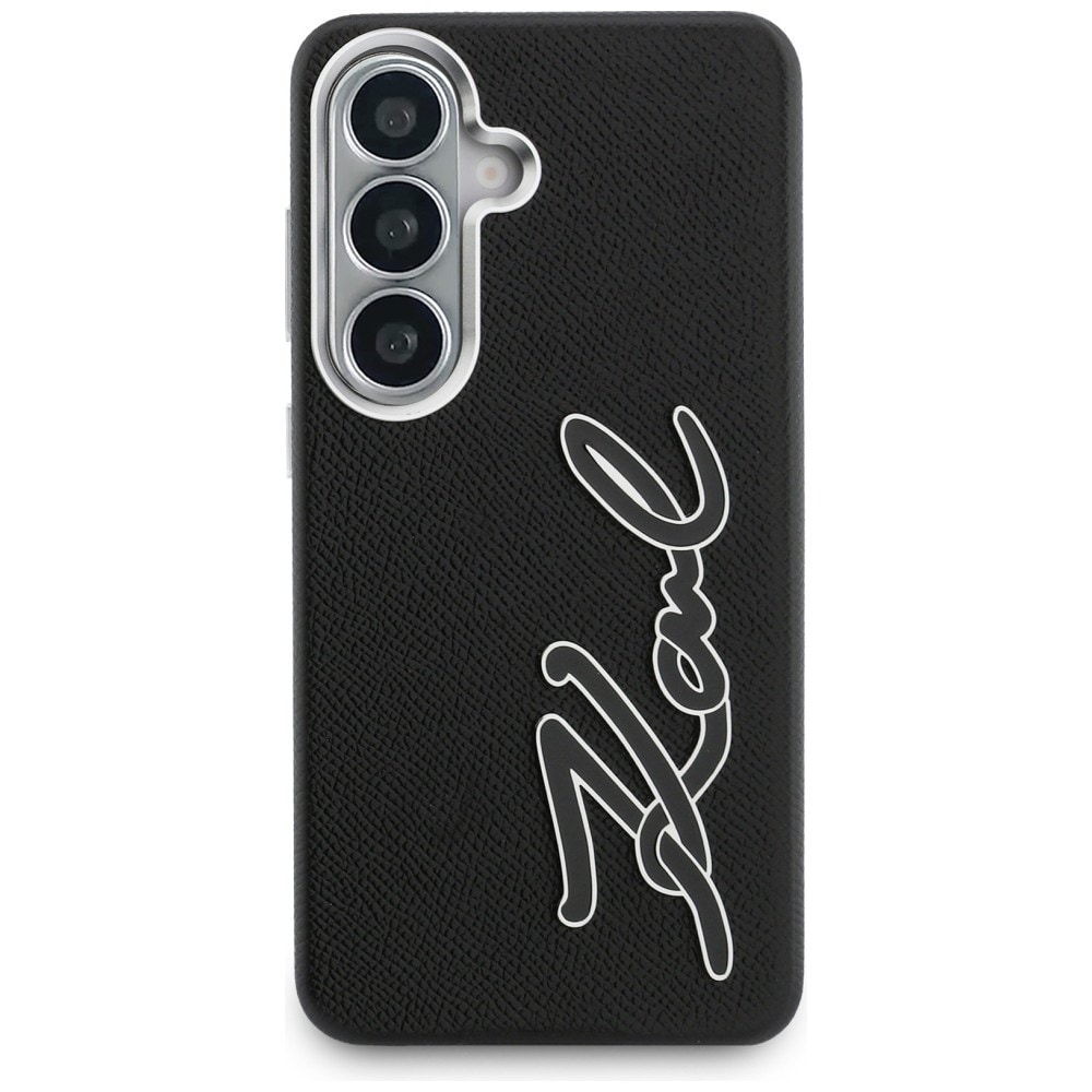 Karl Lagerfeld Grained Signature Metal Resin Logo Etui til Samsung Galaxy S26 - Sort