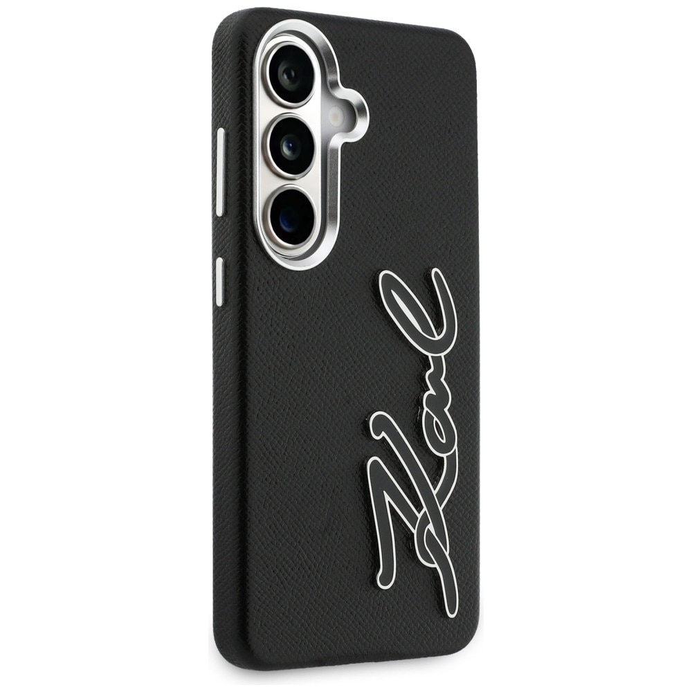 Karl Lagerfeld Grained Signature Metal Resin Logo Etui til Samsung Galaxy S26 - Sort