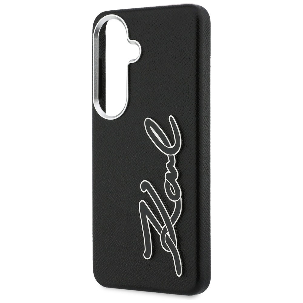 Karl Lagerfeld Grained Signature Metal Resin Logo Etui til Samsung Galaxy S26 - Sort