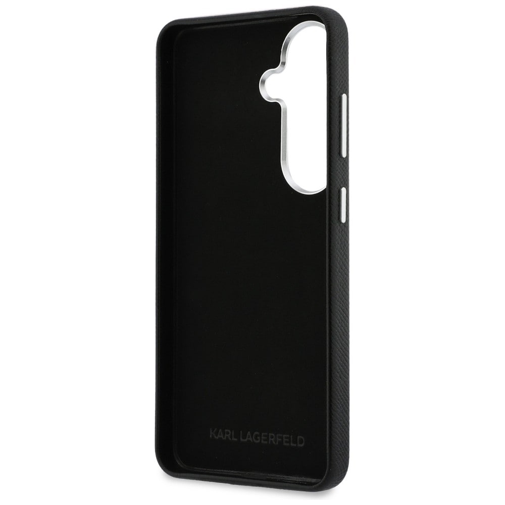 Karl Lagerfeld Grained Signature Metal Resin Logo Etui til Samsung Galaxy S26 - Sort