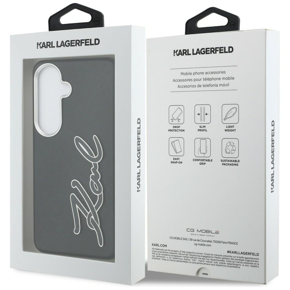 Karl Lagerfeld Grained Signature Metal Resin Logo Etui til Samsung Galaxy S26 - Sort