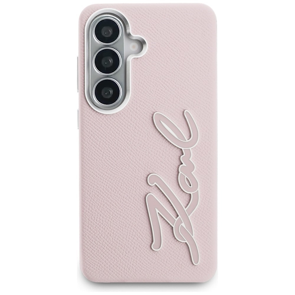 Karl Lagerfeld Grained Signature Metal Resin Logo Etui til Samsung Galaxy S26 - Pink