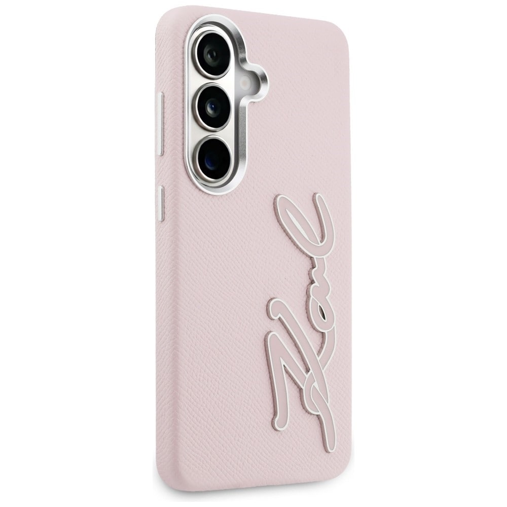 Karl Lagerfeld Grained Signature Metal Resin Logo Etui til Samsung Galaxy S26 - Pink