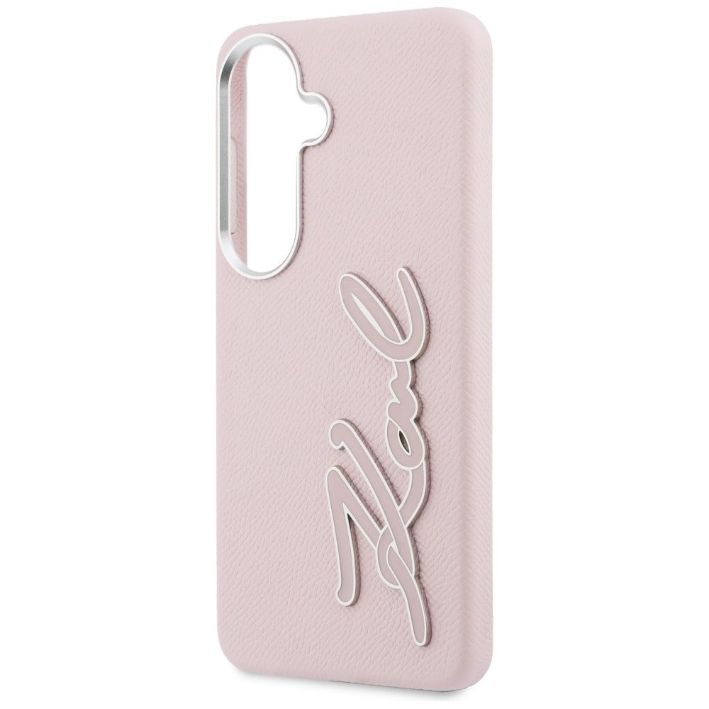Karl Lagerfeld Grained Signature Metal Resin Logo Etui til Samsung Galaxy S26 - Pink