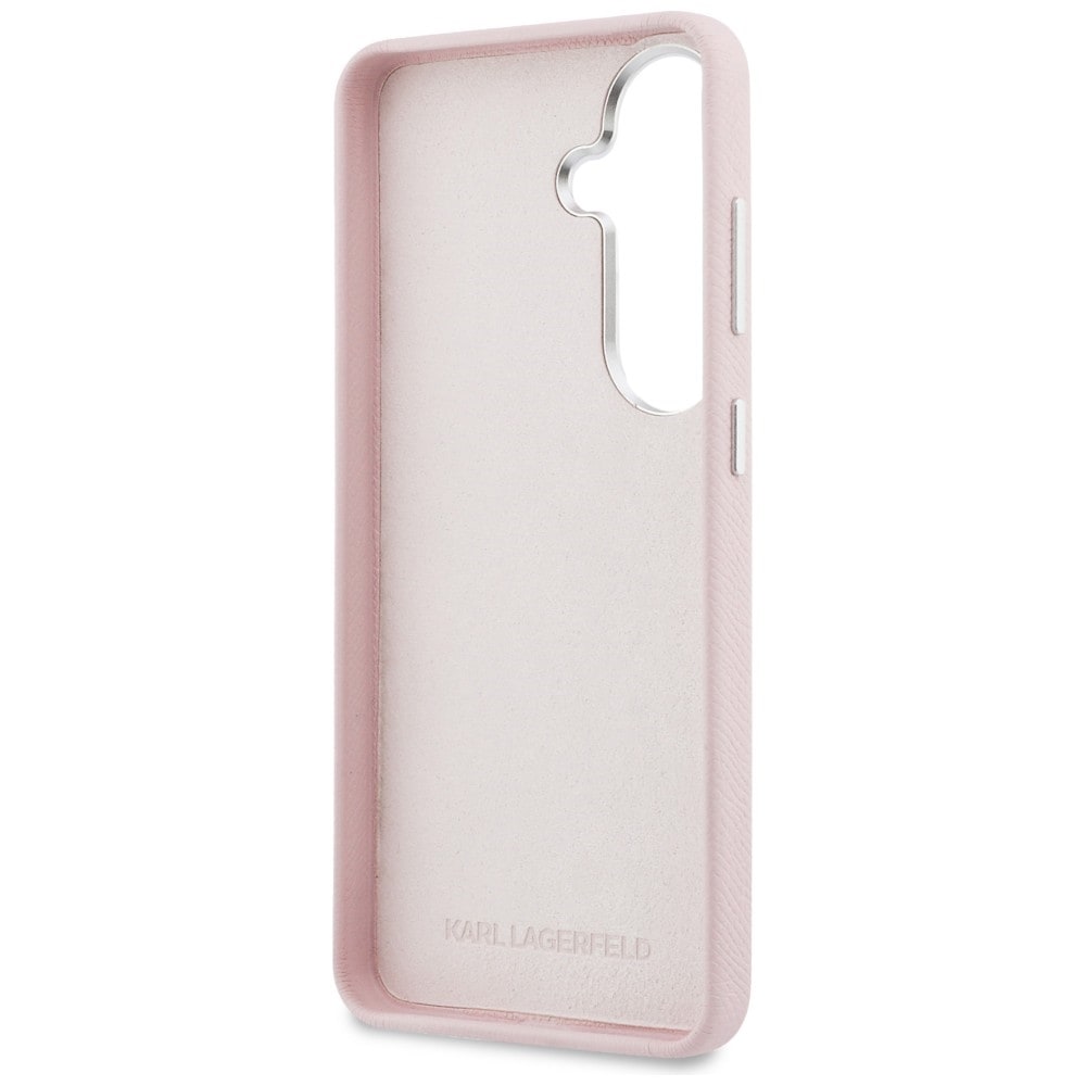 Karl Lagerfeld Grained Signature Metal Resin Logo Etui til Samsung Galaxy S26 - Pink