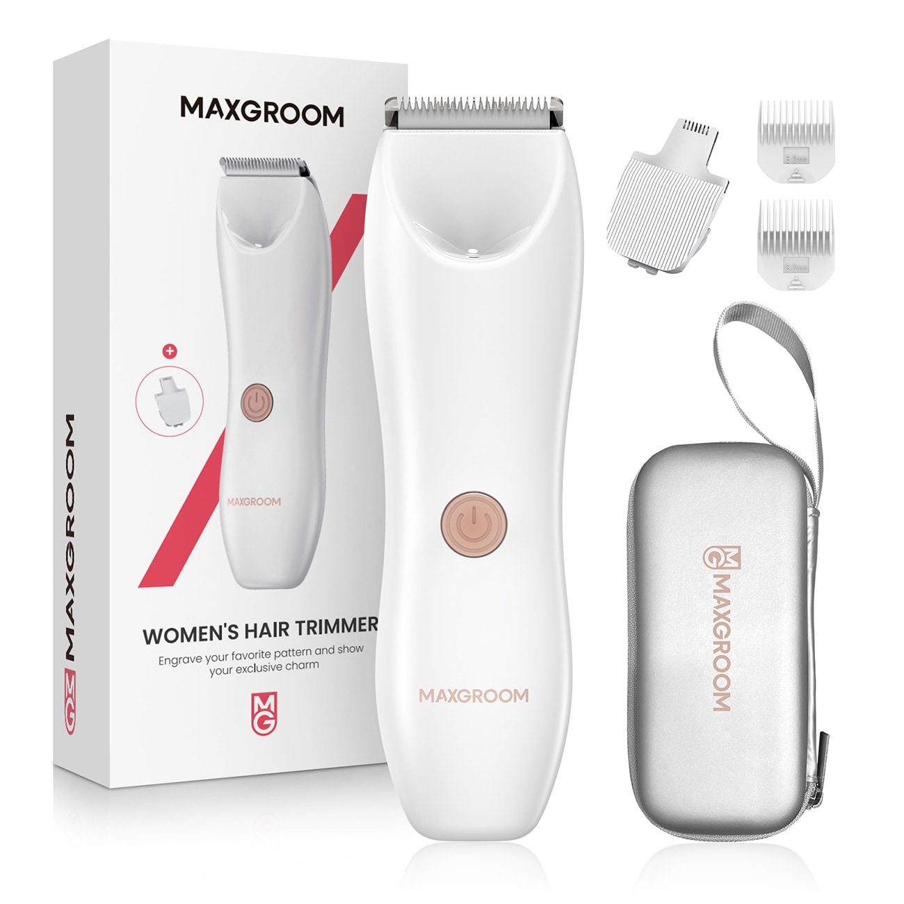 MAXGROOM M-9082 2-i-1 krops- og ansigtstrimmer til kvinder - hvid