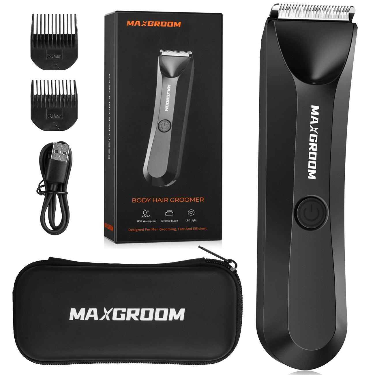 MAXGROOM RFCD-9087 multifunktionel trimmer med LED-lys - sort