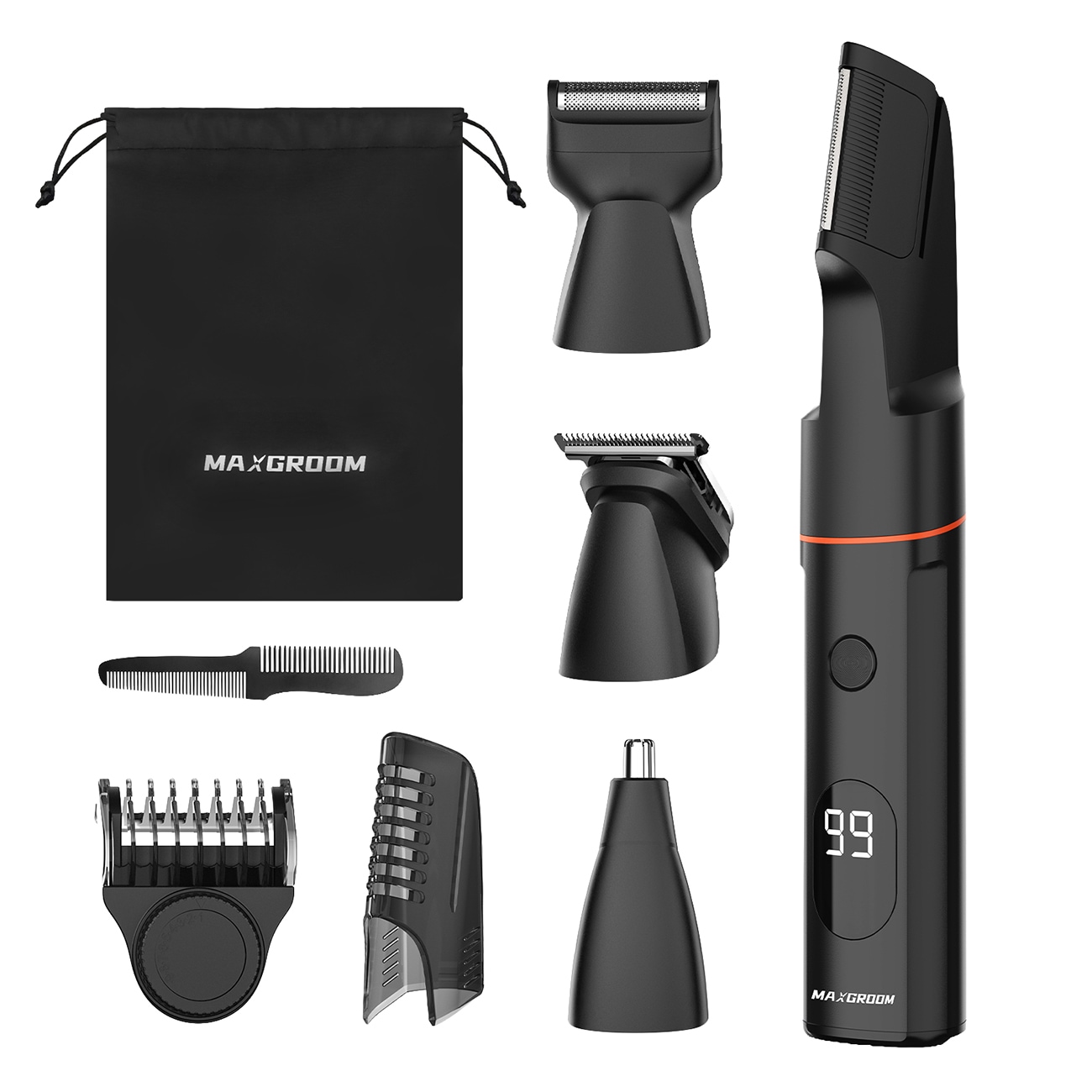 MAXGROOM LK-881 multifunktionel trimmer med udskiftelige spidser - sort