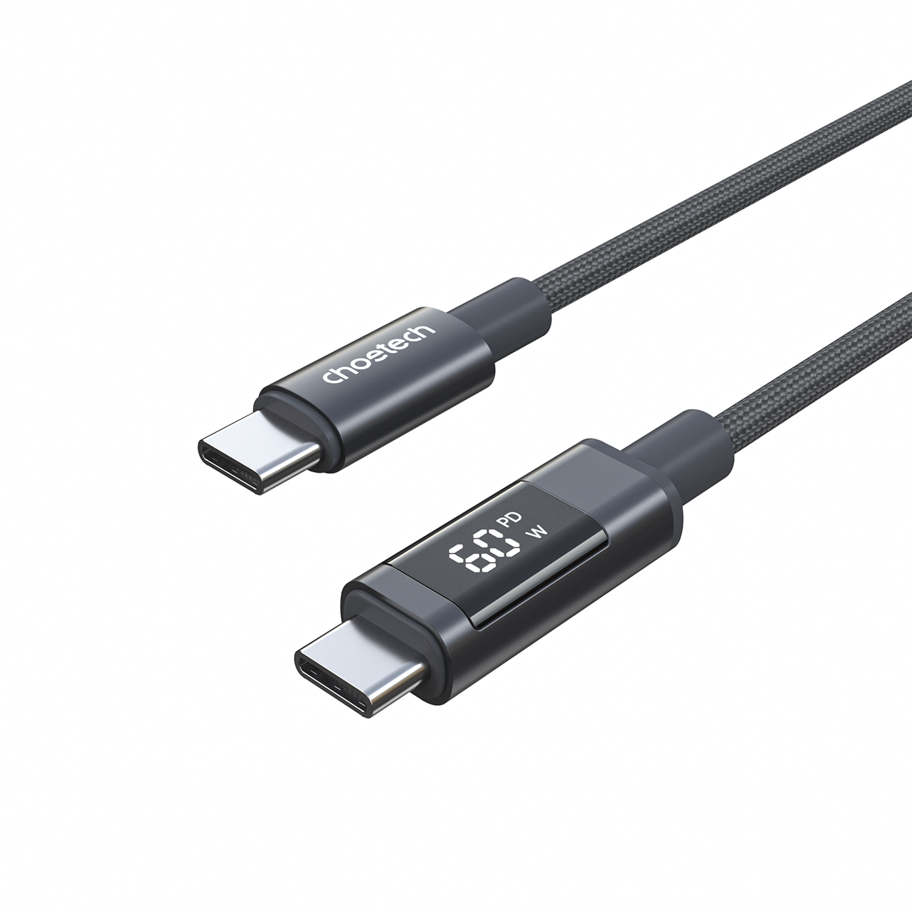 Choetech XCC-1068 PD 60W USB-C - USB-C-kabel med skærm 1,2 m - Sort