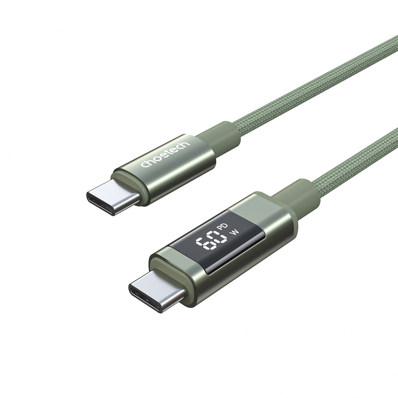 Choetech XCC-1068 PD 60W USB-C - USB-C-kabel med skærm 1,2 m - Grøn