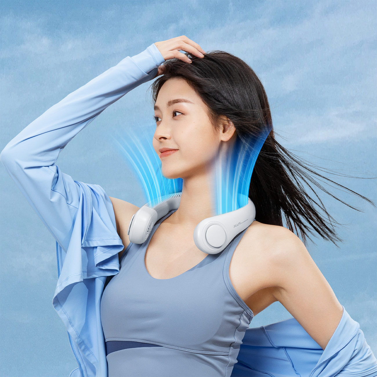 Jisulife Neck Fan 3 4000mAh bærbar nakkeventilator - grå