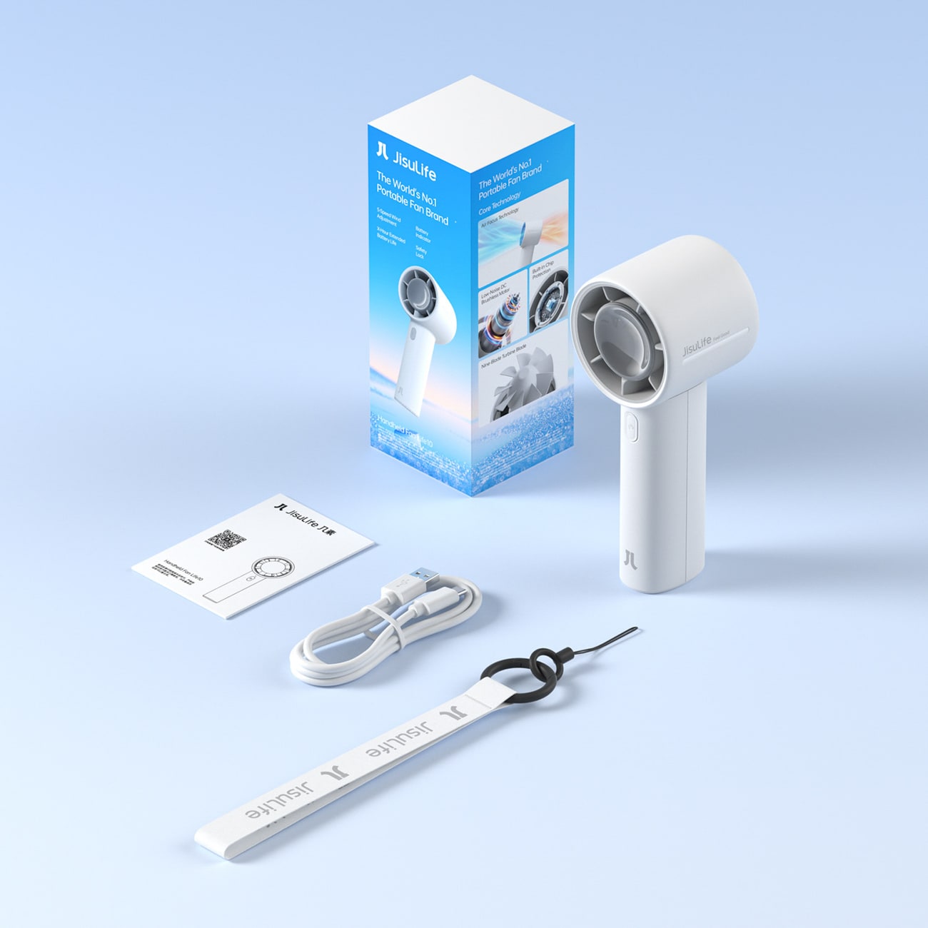 Jisulife håndholdt ventilator 10 4000mAh bærbar USB ventilator - grå