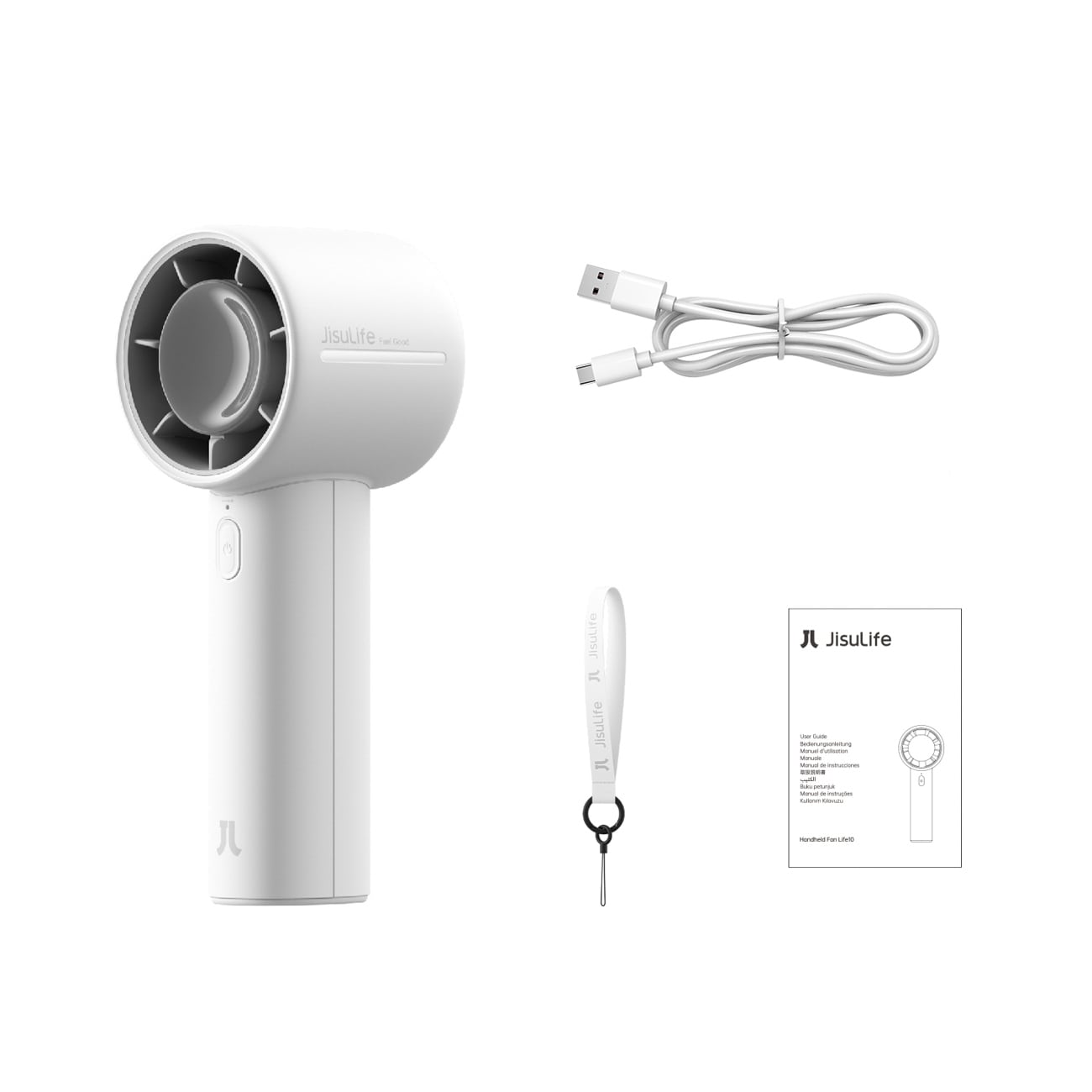 Jisulife håndholdt ventilator 10 4000mAh bærbar USB ventilator - grå