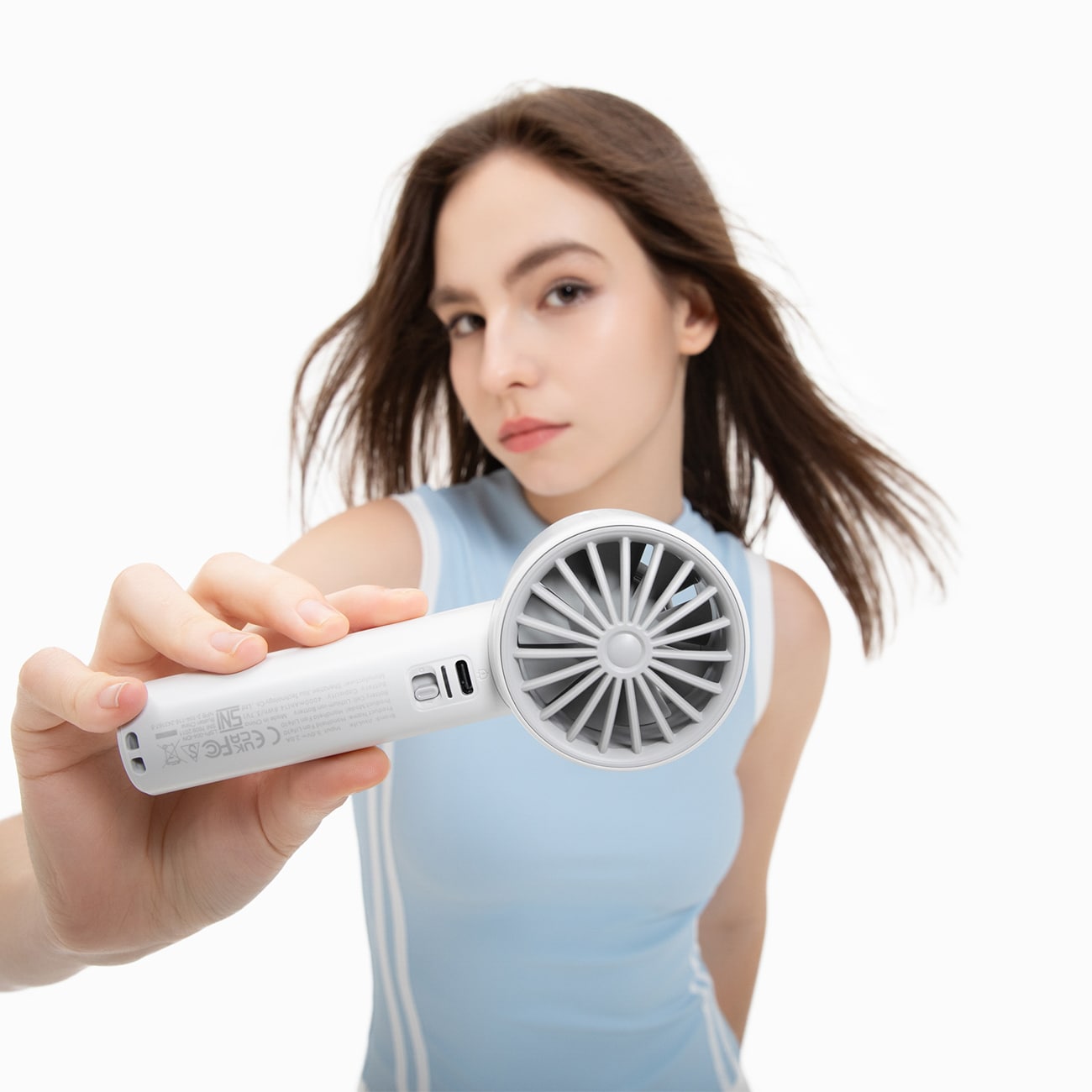 Jisulife håndholdt ventilator 10 4000mAh bærbar USB ventilator - grå