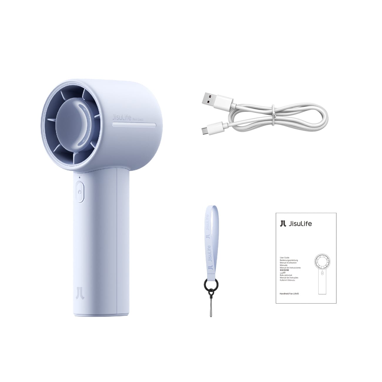 Jisulife håndholdt ventilator 10 4000mAh bærbar USB ventilator - blå