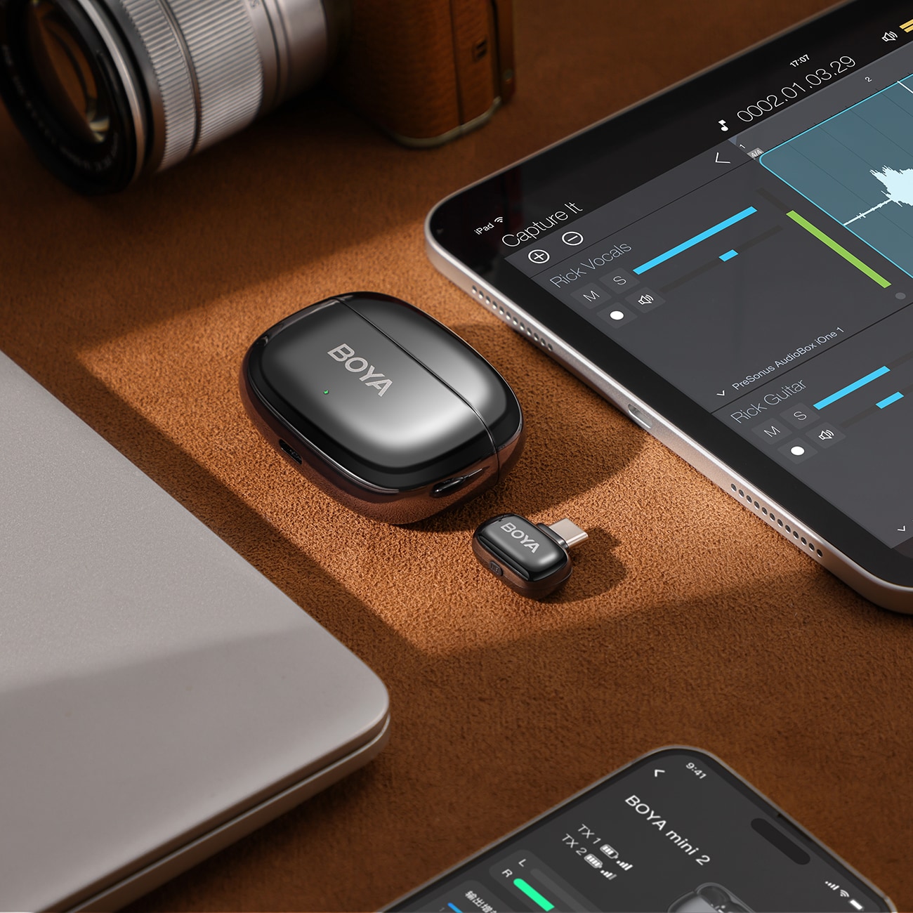 BOYA mini 2-02 trådløse mikrofoner 2,4 GHz USB-C - sort