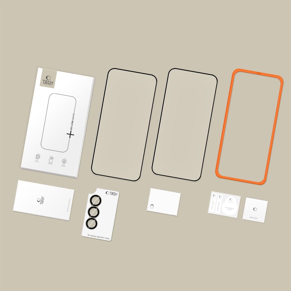 Tech-Protect Easy Set+ 3-Pack hærdet glas til Samsung Galaxy S26 - Sort