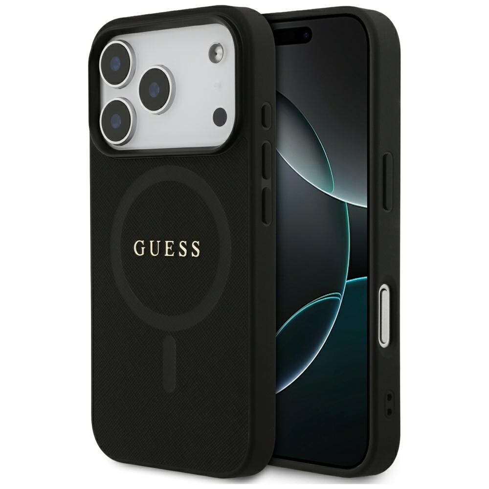 Guess Saffiano Classic Logo MagSafe-etui til iPhone 17 Pro - Sort