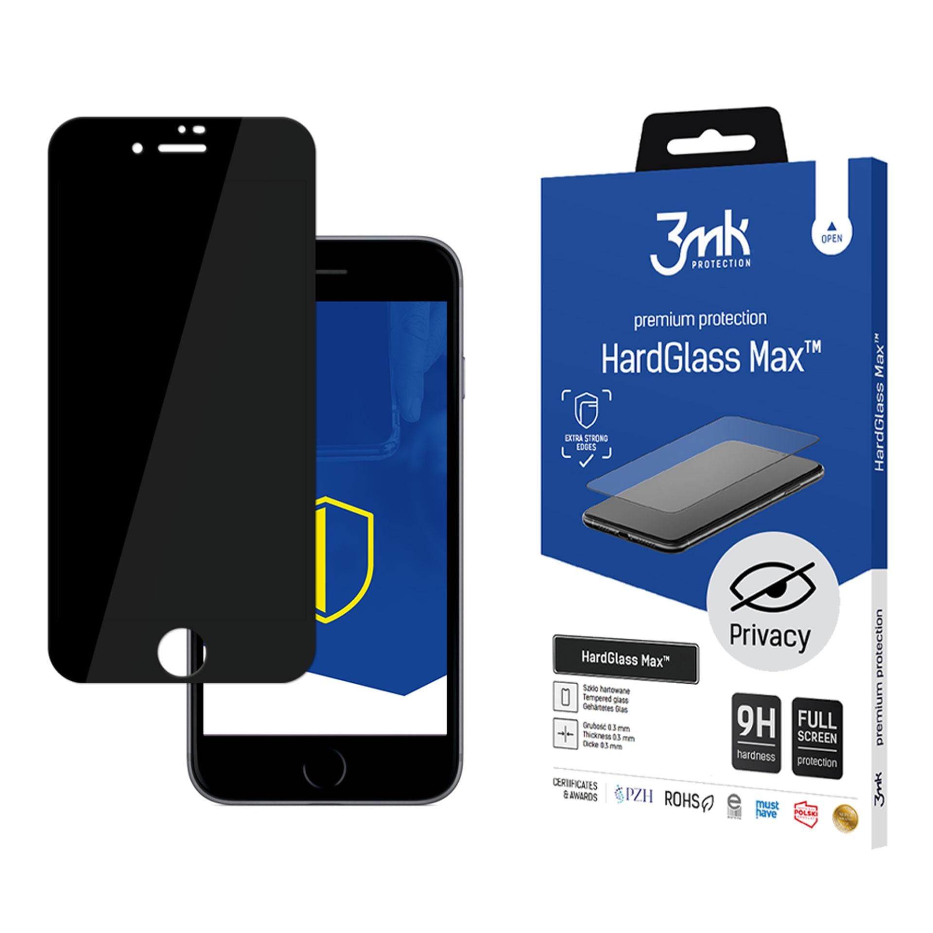 9H 3mk HardGlass Max Privacy™ privatlivsbeskyttende glas til iPhone 8
