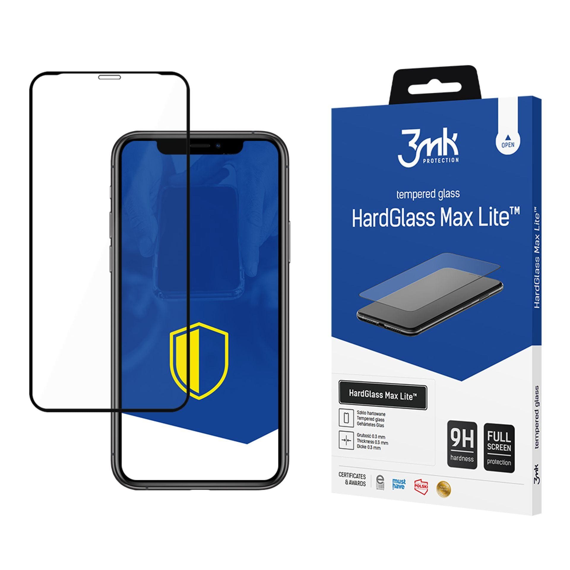 9H 3mk HardGlass Max Lite™-glas til iPhone Xs Max / 11 Pro Max