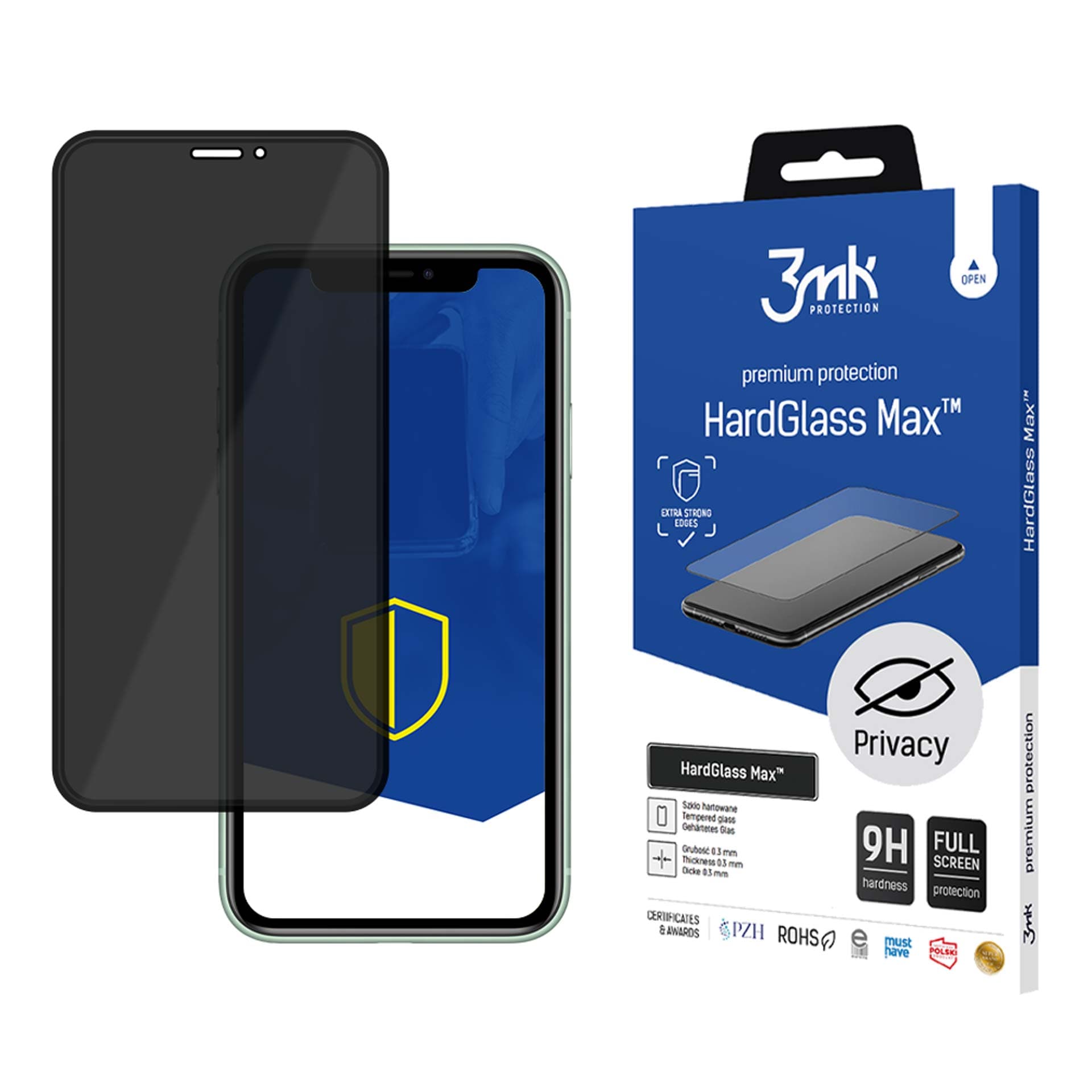 9H 3mk HardGlass Max Privacy™ privatlivsglas til iPhone 11