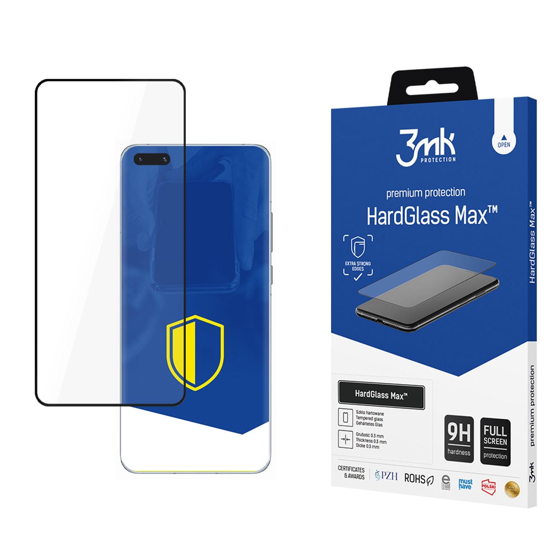 9H 3mk HardGlass Max™-glas til Huawei P40 Pro 5G