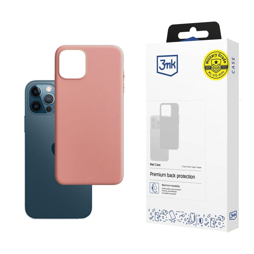 Apple iPhone 12 og 12 Pro – 3mk mat etui i lychee