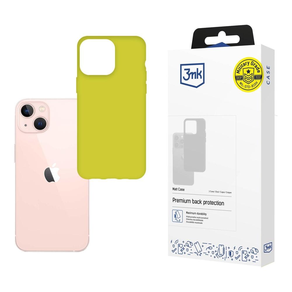 Etui til iPhone 14 fra 3mk Matt Case-serien – limegrøn