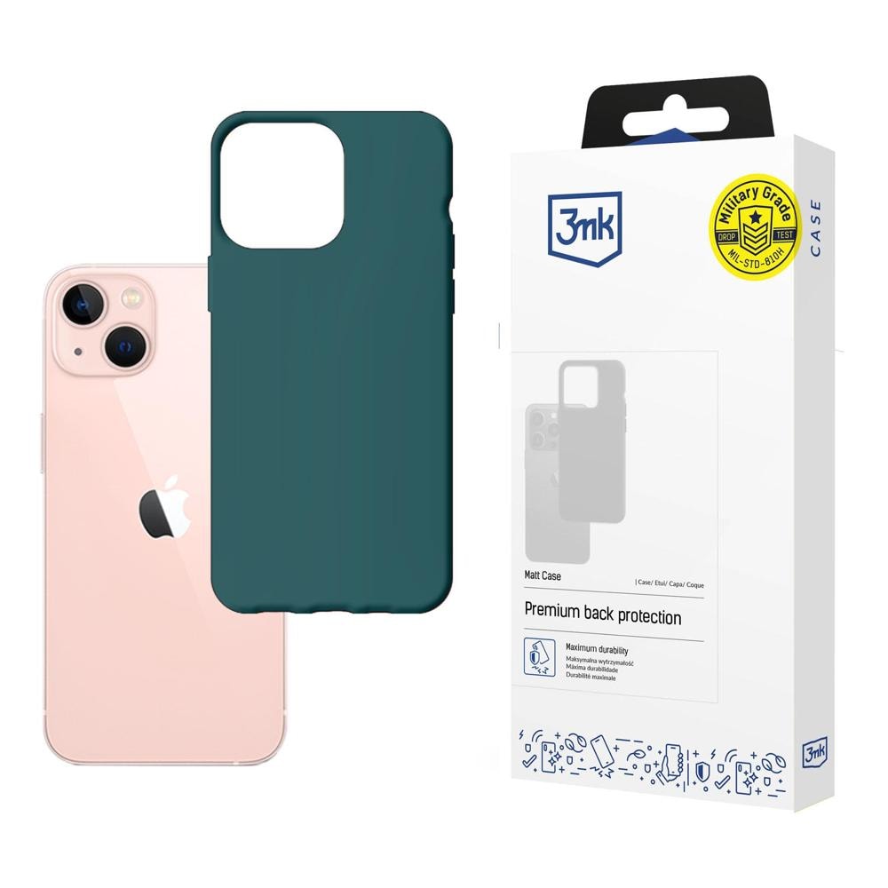 Etui til iPhone 14 Plus fra 3mk Matt Case-serien – mørkegrøn