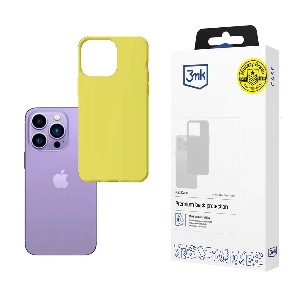 Etui til iPhone 14 Pro fra 3mk Matt Case-serien – limegrøn
