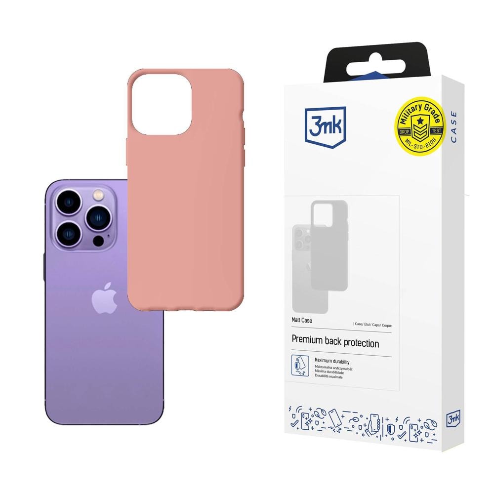 Etui til iPhone 14 Pro fra 3mk Matt Case-serien – lyserød