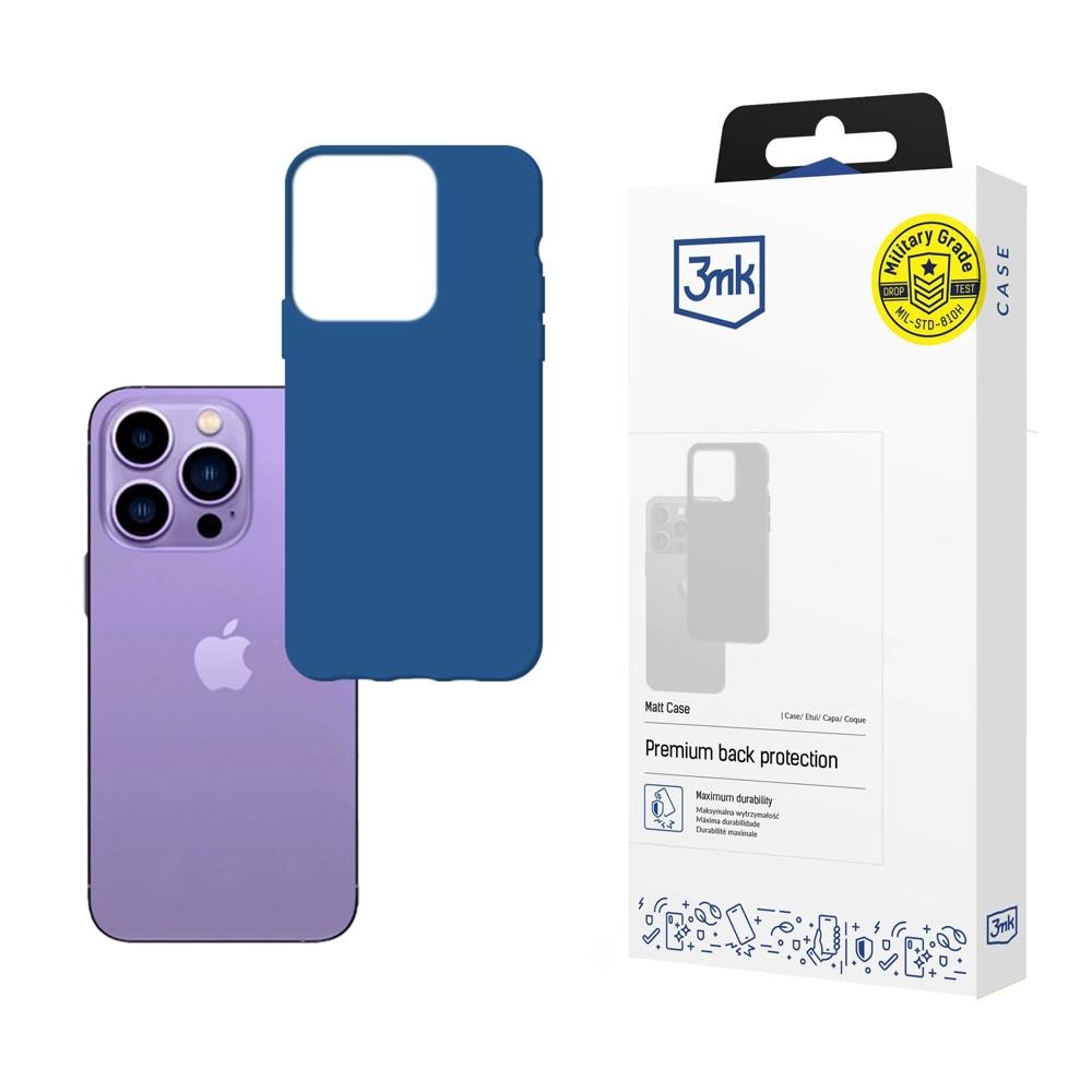 Etui til iPhone 14 Pro Max fra 3mk Matt Case-serien – blå