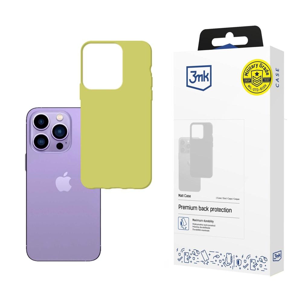 Etui til iPhone 14 Pro Max fra 3mk Matt Case-serien – limegrøn