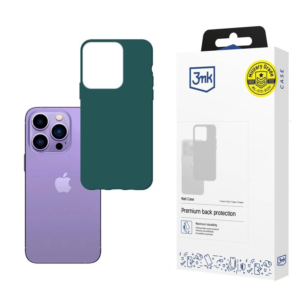 Etui til iPhone 14 Pro Max fra 3mk Matt Case-serien – mørkegrøn