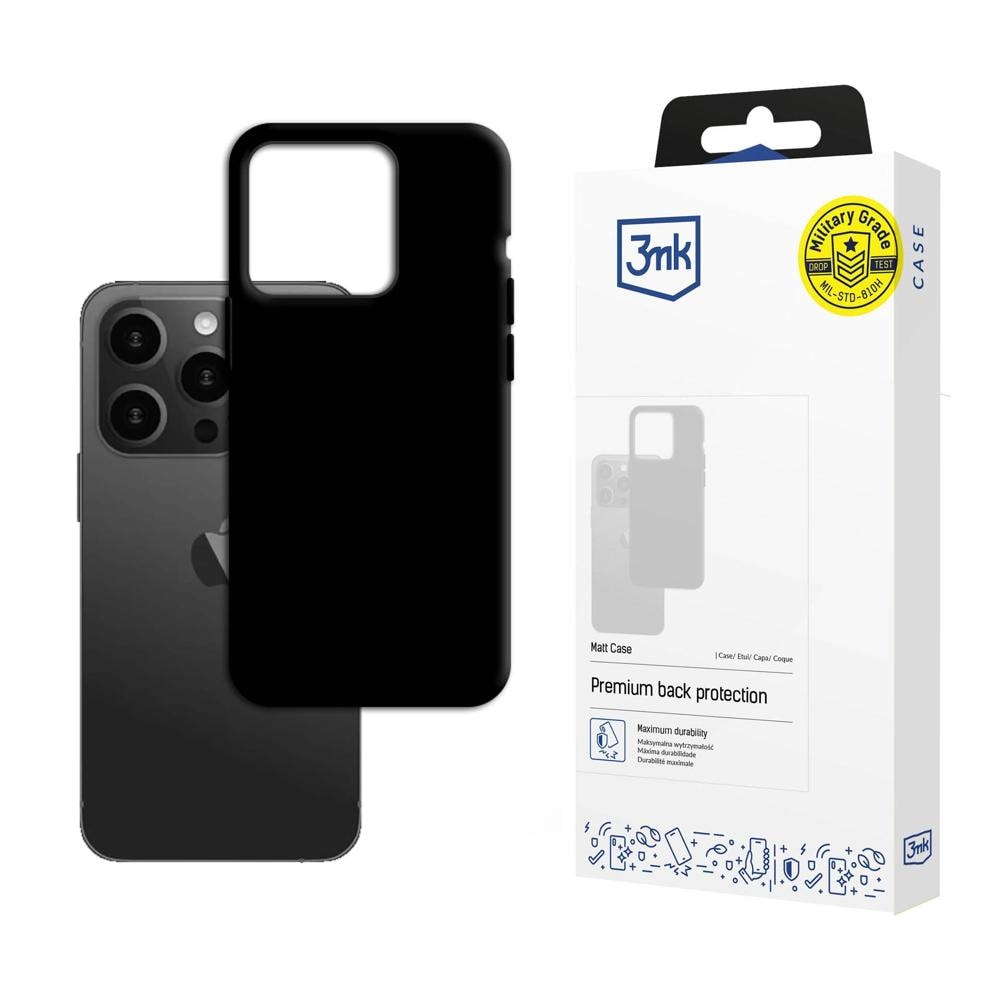Apple iPhone 15 Pro – 3mk mat etui, sort
