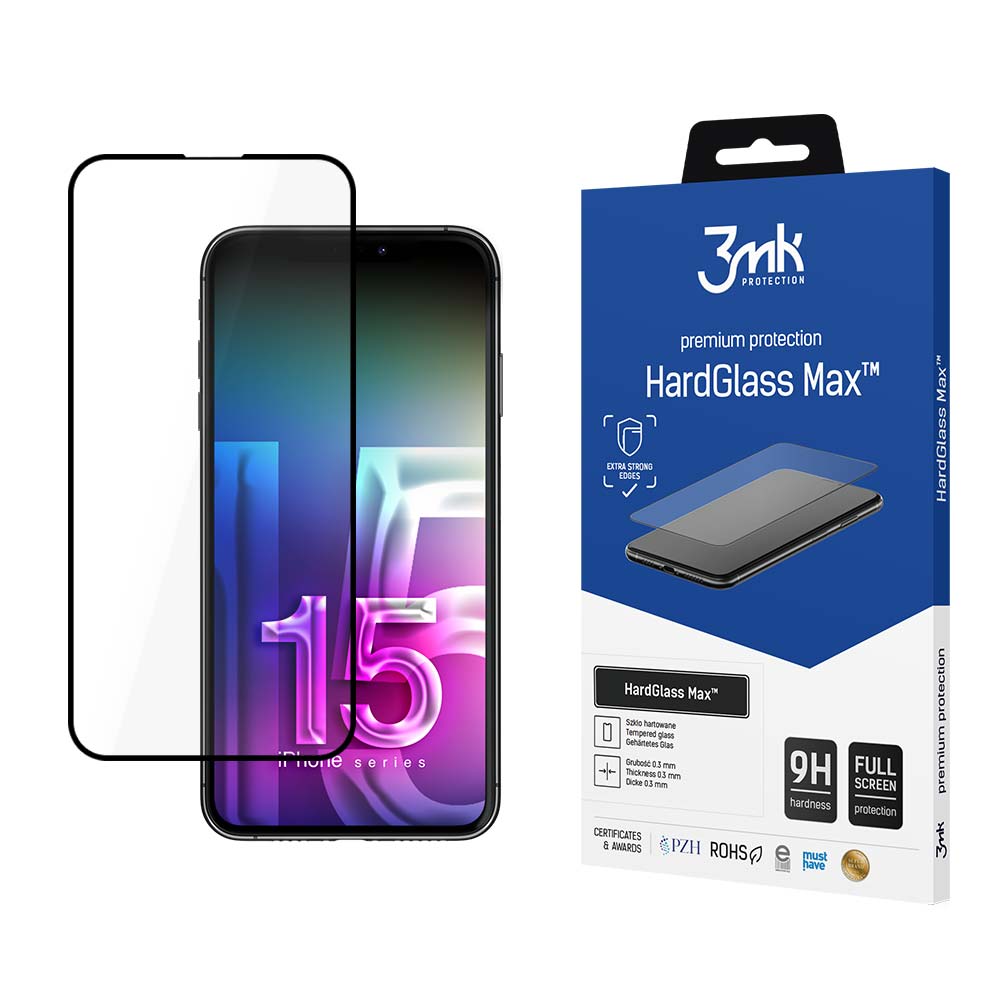 3mk HardGlass Max hærdet glas til iPhone 15 Pro