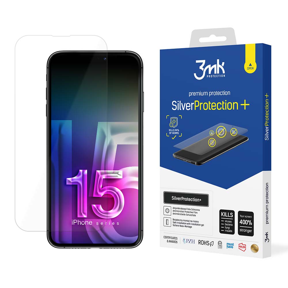 3mk SilverProtection+ beskyttelsesfilm til iPhone 15 Plus