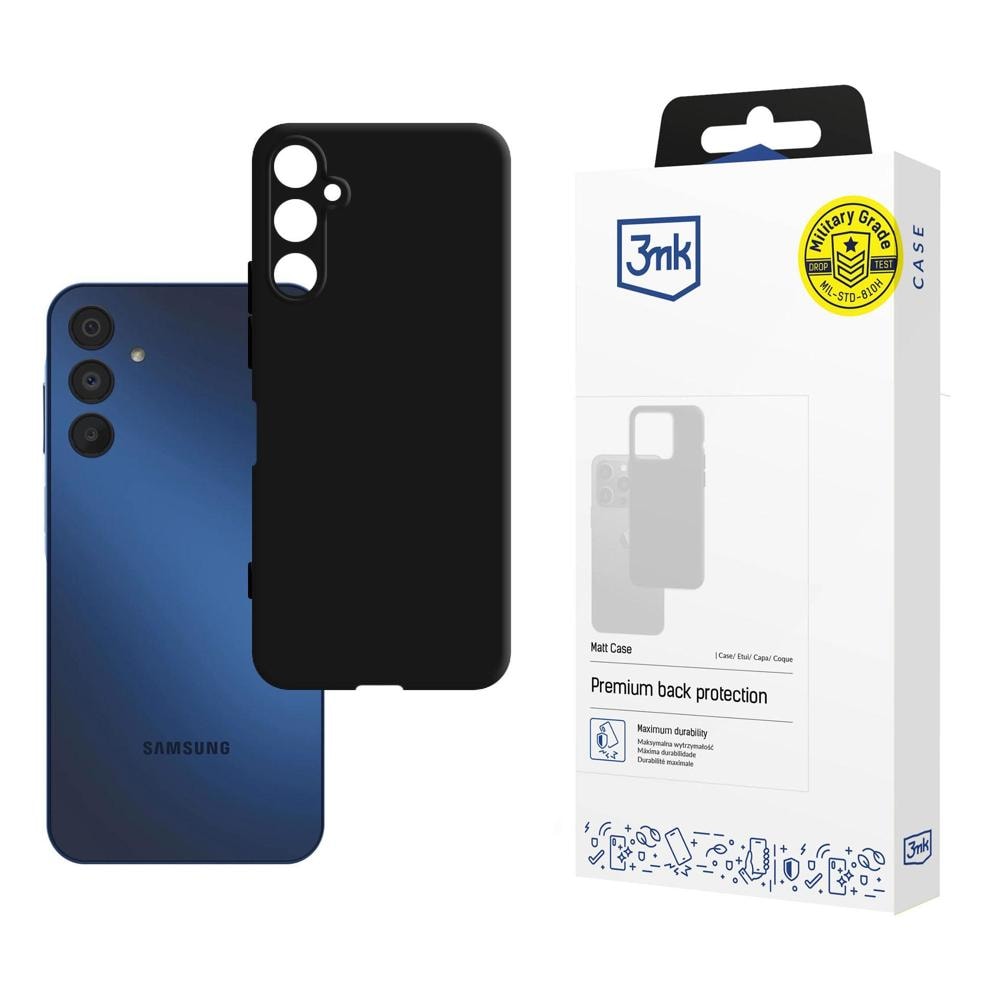 3mk Matt-etui til Samsung Galaxy A15 5G – sort