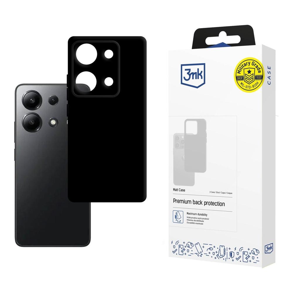 3mk mat etui til Xiaomi Redmi Note 13 4G – sort