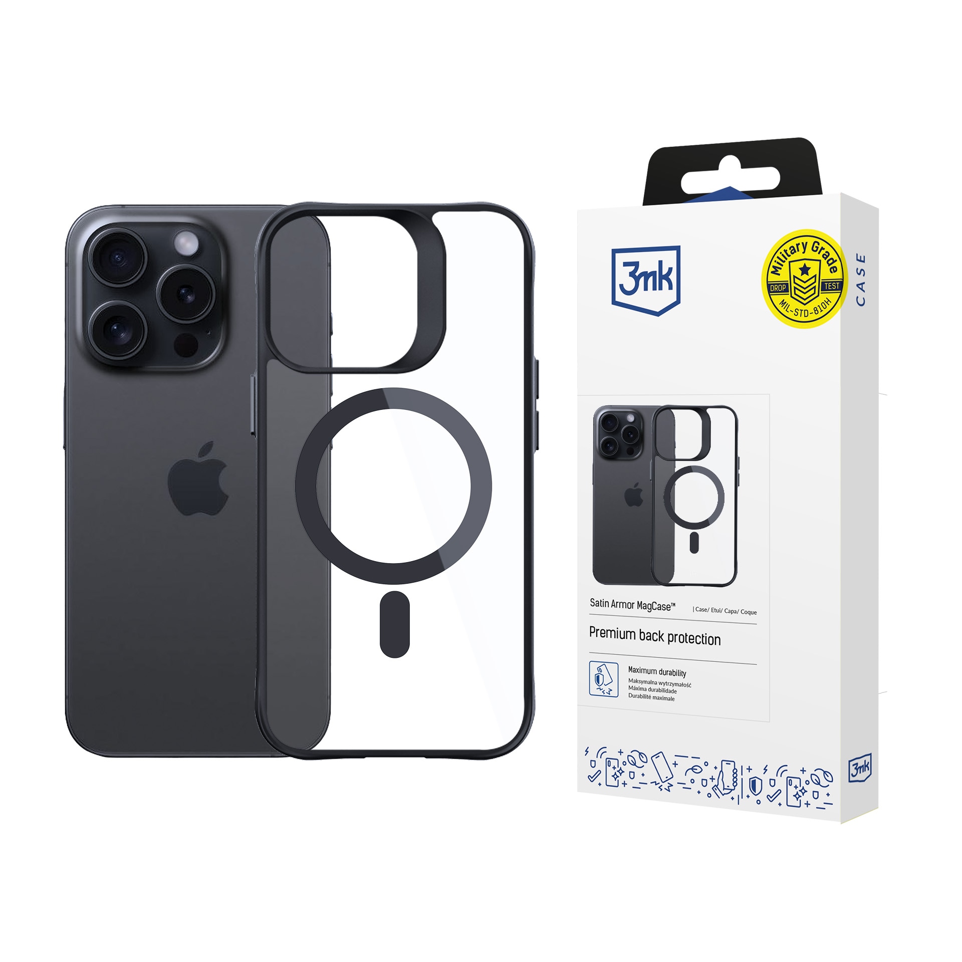 3mk Satin Armor MagCase til Apple iPhone 13 Pro Max – Gennemsigtig