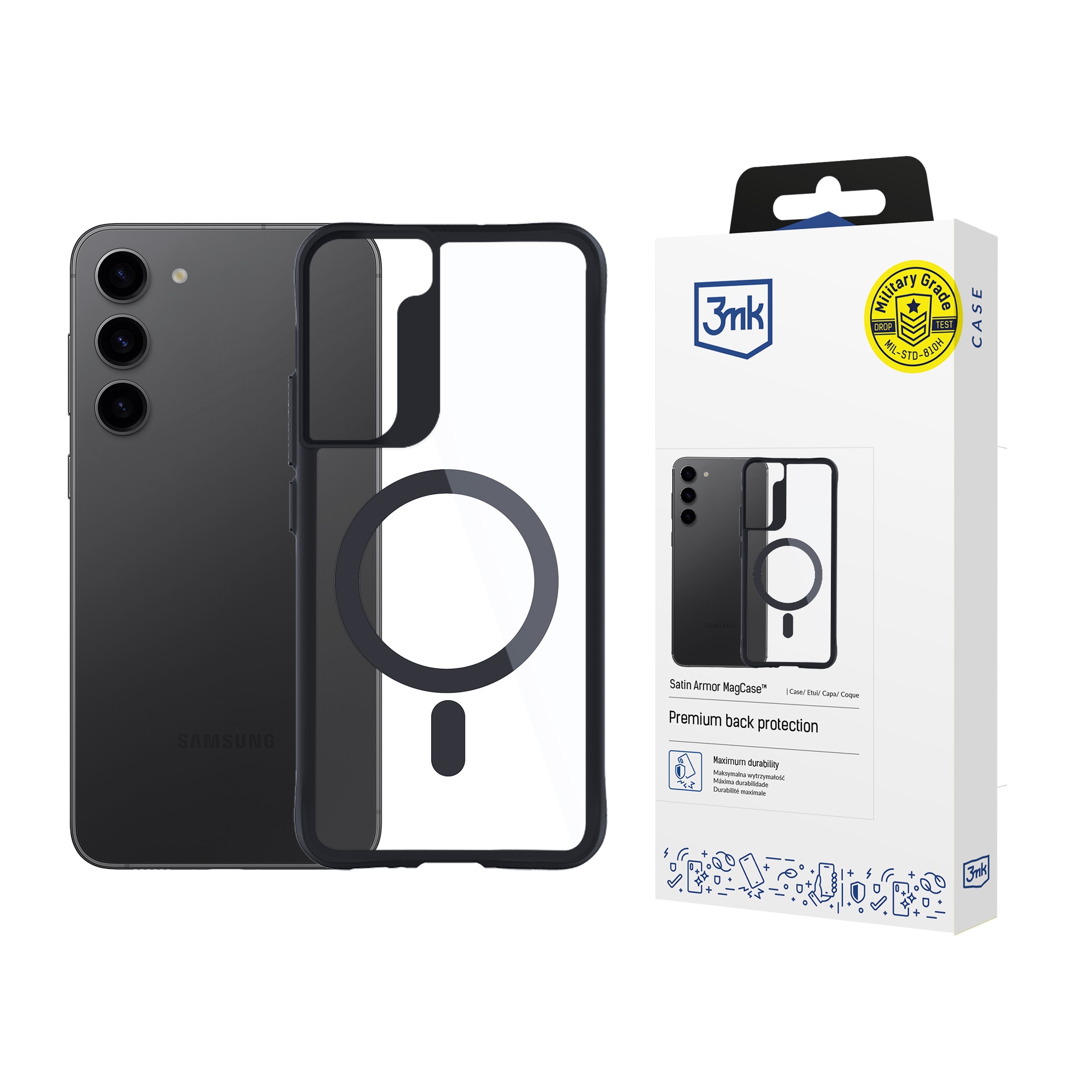 3mk Satin Armor MagCase til Samsung Galaxy S23 5G – Gennemsigtig