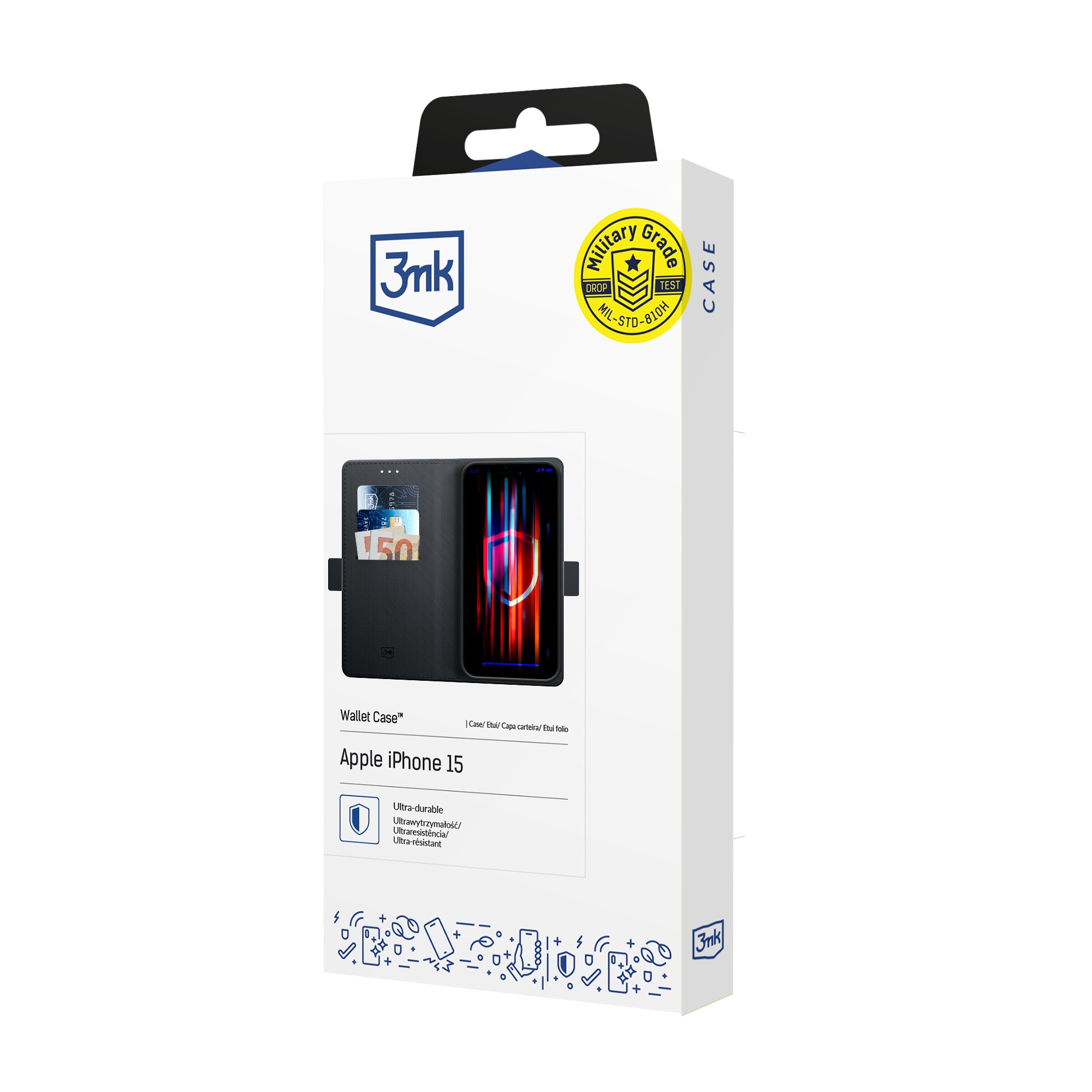 3mk-lommebog til iPhone 15 – Sort