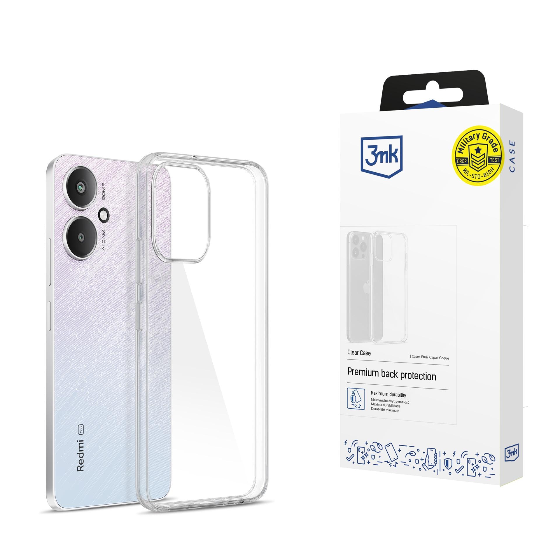 3mk gennemsigtigt cover til Xiaomi Redmi 13C 5G – gennemsigtigt