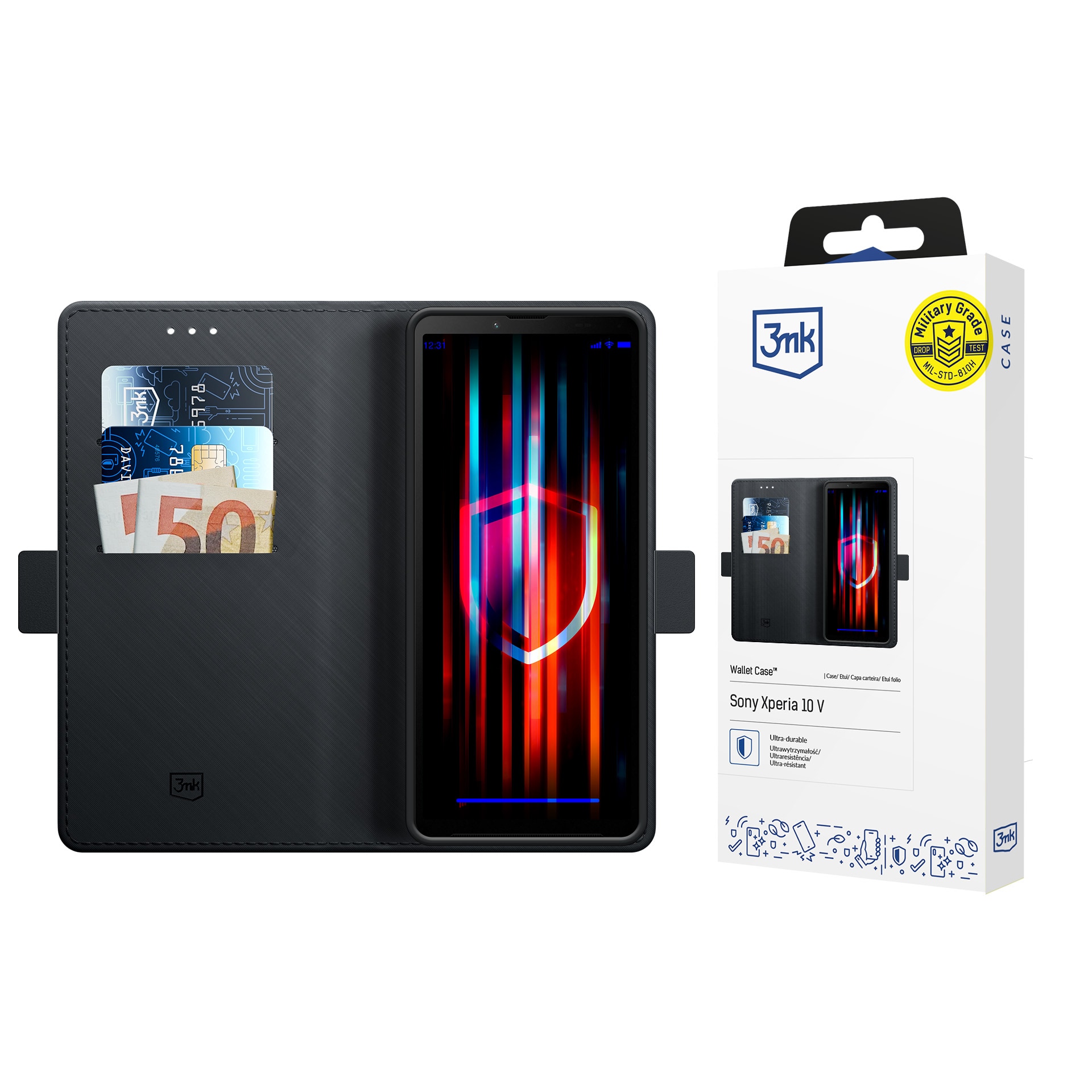 3mk-lommebog til Sony Xperia 10 V – Sort