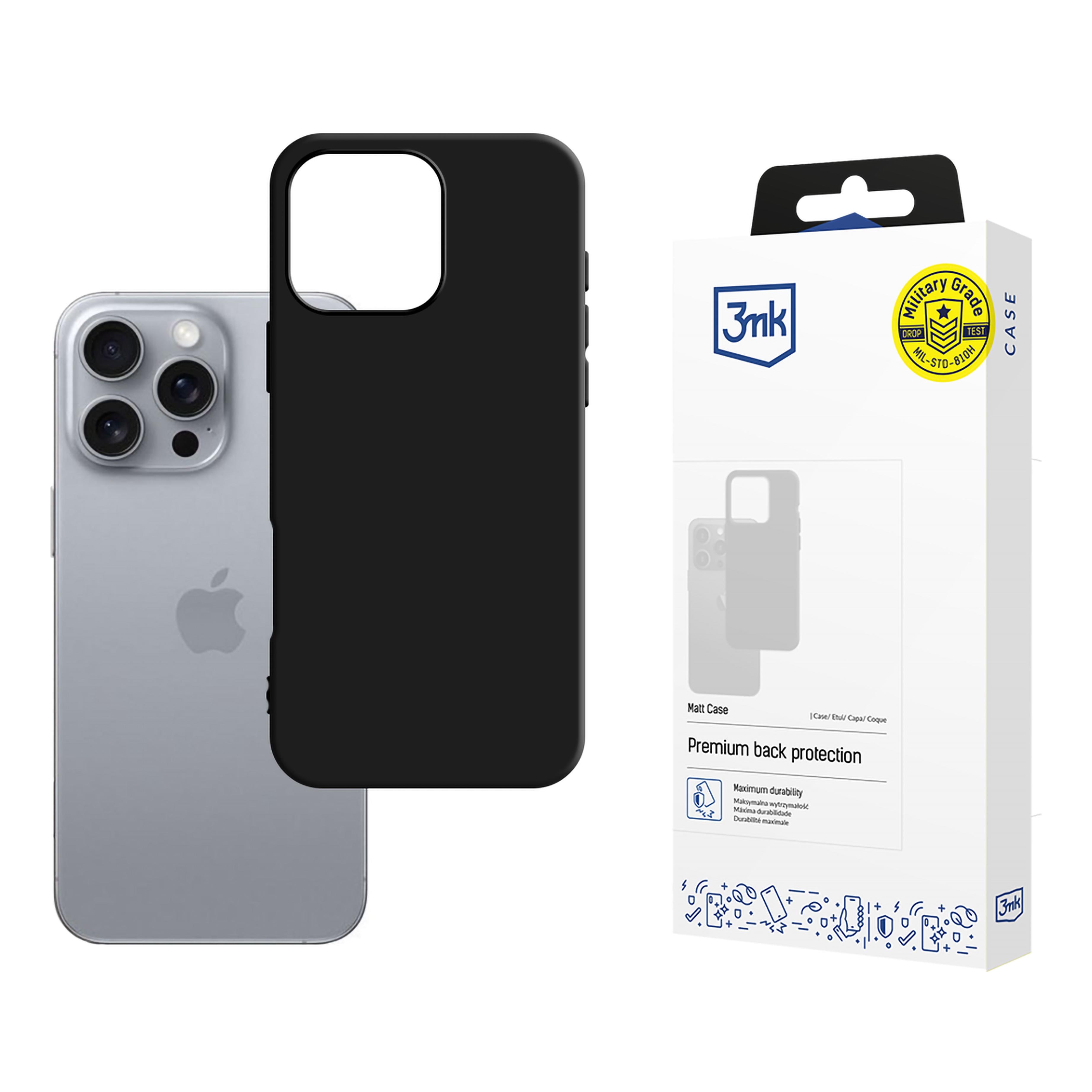 3mk Matt-etui til iPhone 16 Pro – Sort